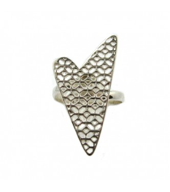 R002112 Stylish Filigree Sterling Silver Ring Heart Genuine Solid Stamped 925 Empress